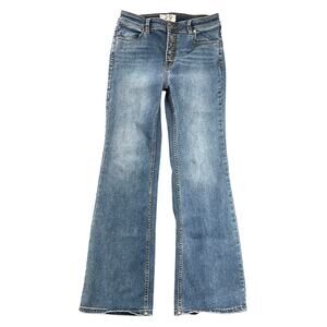 We The Free 29 Flare Jeans Button Fly Boho Y2K Medium Wash Stretch Denim - 29